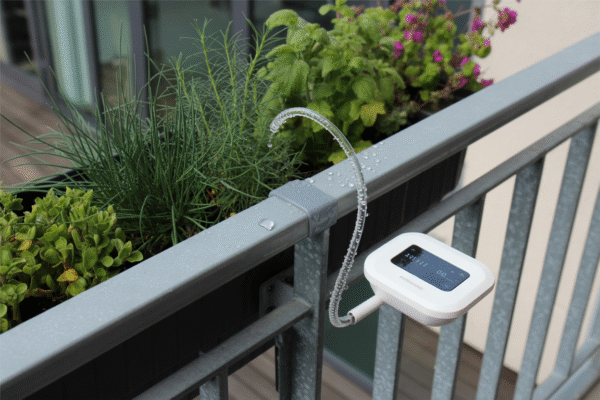 Balcony irrigation system with smart timer for automatic watering
