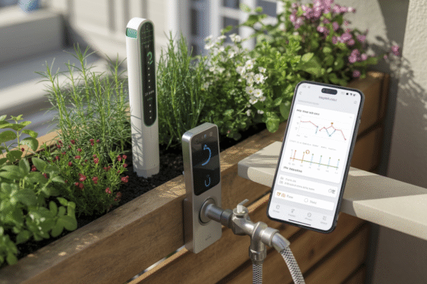 Smart plant watering sensor and timer used in balcony gardening