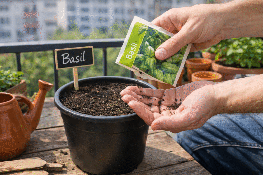 step-by-step palnting basil