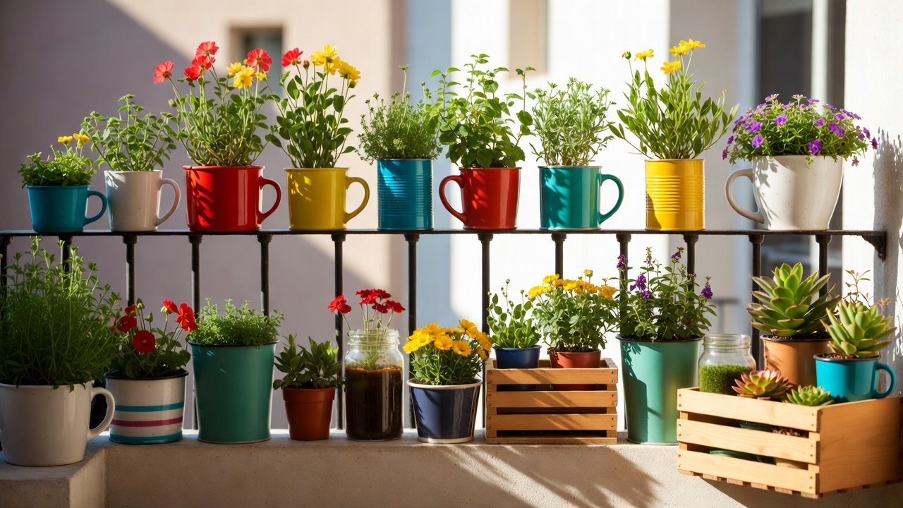 Upcycling Household Items Into Chic Balcony Planters